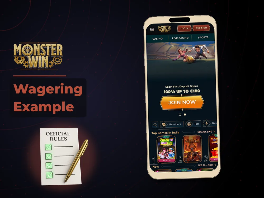 monster win - Wagering Example